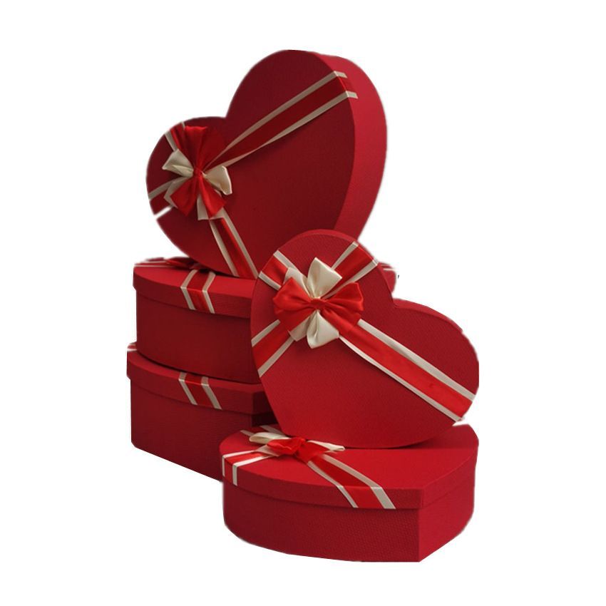 Fashion Luxury High Custom Christmas Seasonal Red Color Heart Shaped Lid and Base Paper Packaging Chocolate Box