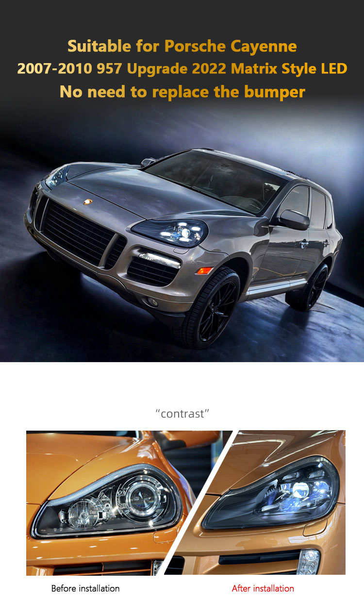 Upgrade Matrix Advanced Version LED Headlights For Porsche Cayenne 957 2007-2010