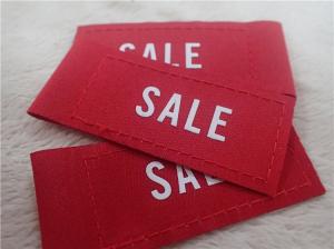 China Silk Printing White Logo On Woven Clothing Labels For Jacket Comfortable on sale
