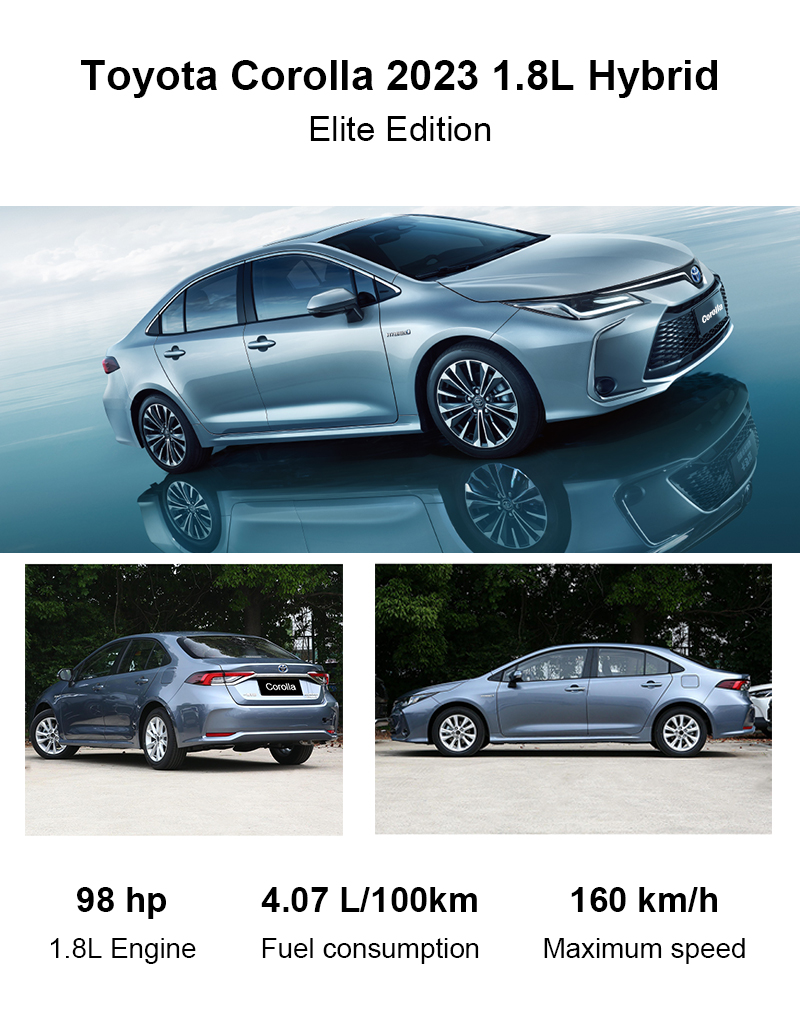 2024 To-yota Coro-lla Hybrid 1.8L Engine Auto Gear Box Right Steering Car Fabric Seats Car Entertainment System R16 Tires
