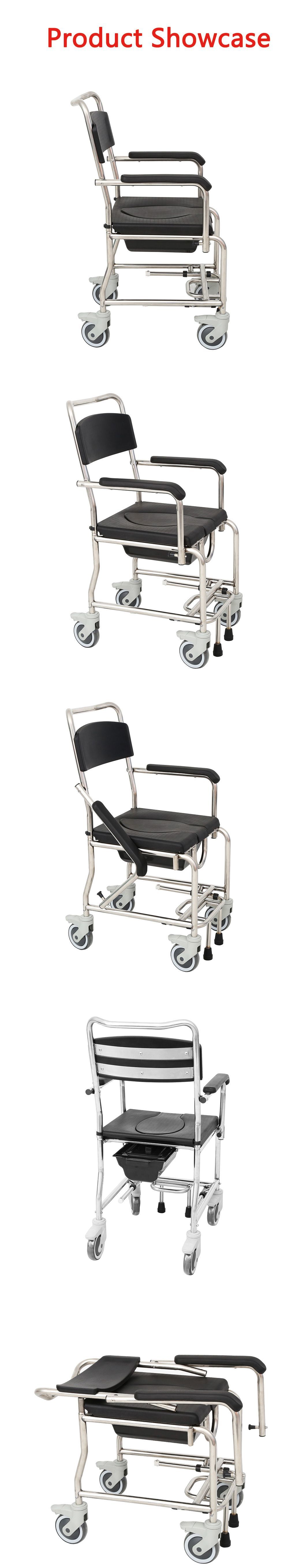 Wholesale Manufacturer&prime;s High-Quality Steel Light Weight Commode Wheelchair for Disabled Person