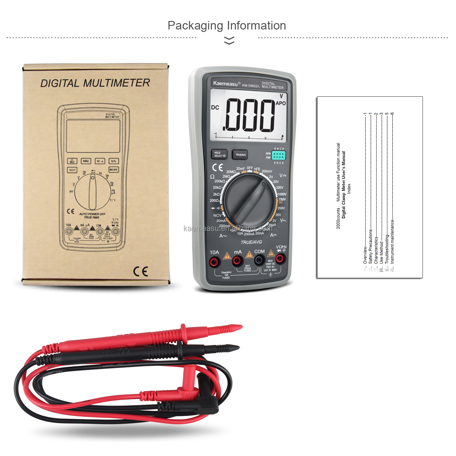 Standard Bench Smart Multimeter Crown Multimeter Digital Professional Multimeters Max. DC Current 10A