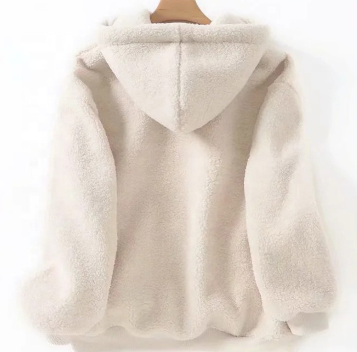 Unisex Fleece xxxl Sherpa Fur Lined Hoodie Embroidery Warm Fluffy Hoodie