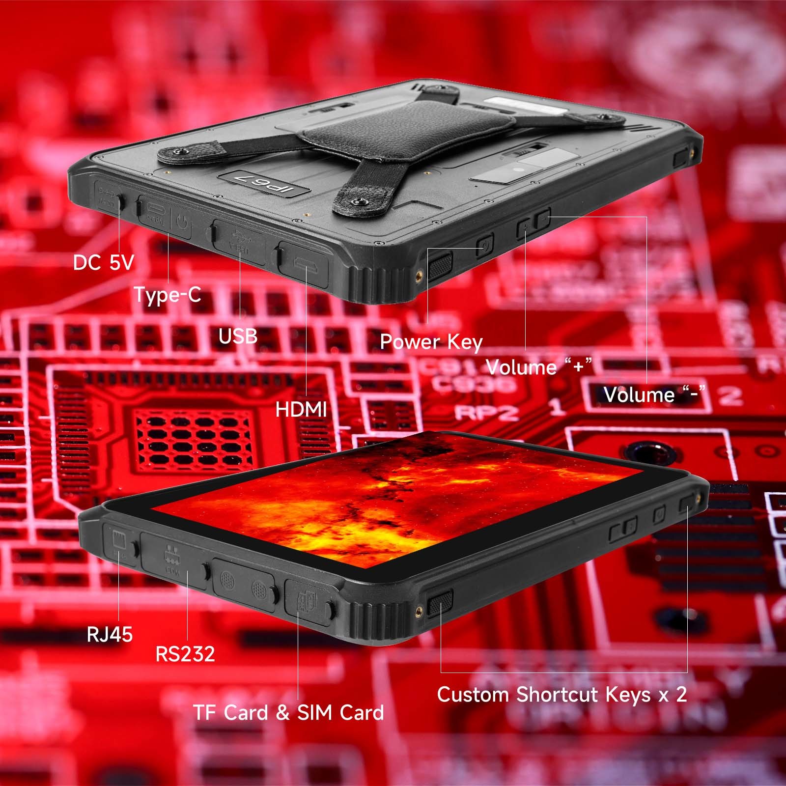 Sturdy Waterproof Rugged Tablet With GPS , Dual WiFi Tablet For Industrial Use