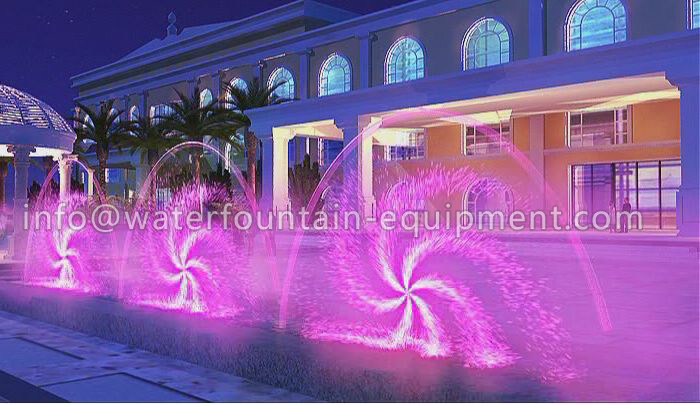 Windmill Rotating Water Fountain Nozzles Stainless Steel DN40 With Color Lamps