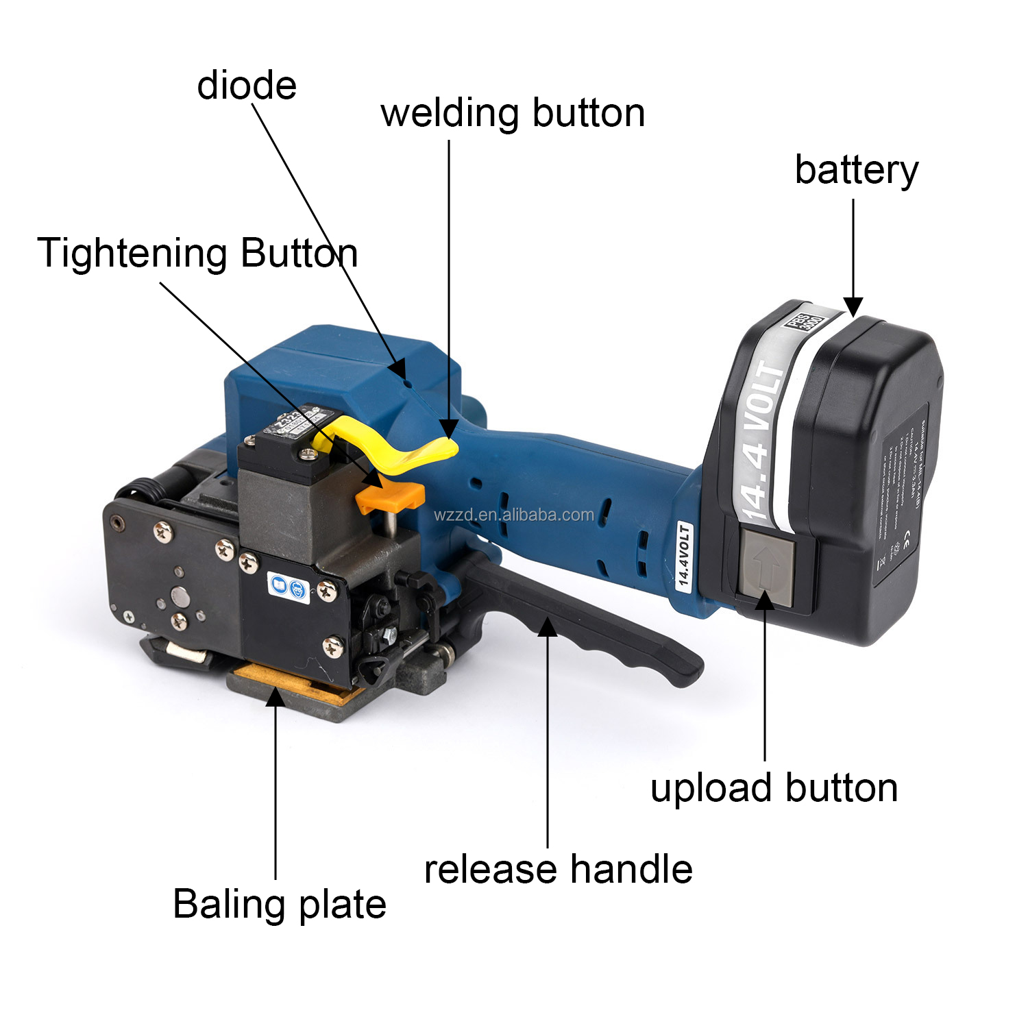 Portable Battery Powered Plastic Strapping Tool for Paper Wood Stone and Carton Packing