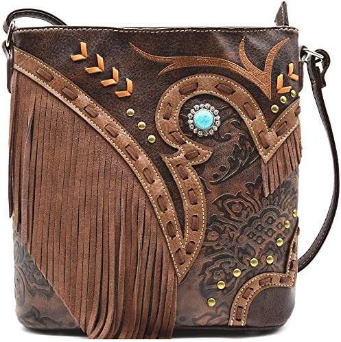 WESTERN COWGIRL FASHION STYLE LEATHER FRINGE CROSSBODY HANDBAGS WOMEN PURSE