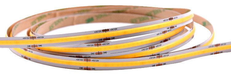 Waterproof COB LED Strips No Dots Connecting Cutting 12 24 Volt White Super Bright