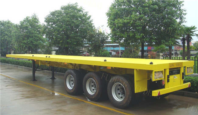 2 / 3 Axle 20 Foot Flatbed Trailer / Truck Flatbed Trailers With Container Lock