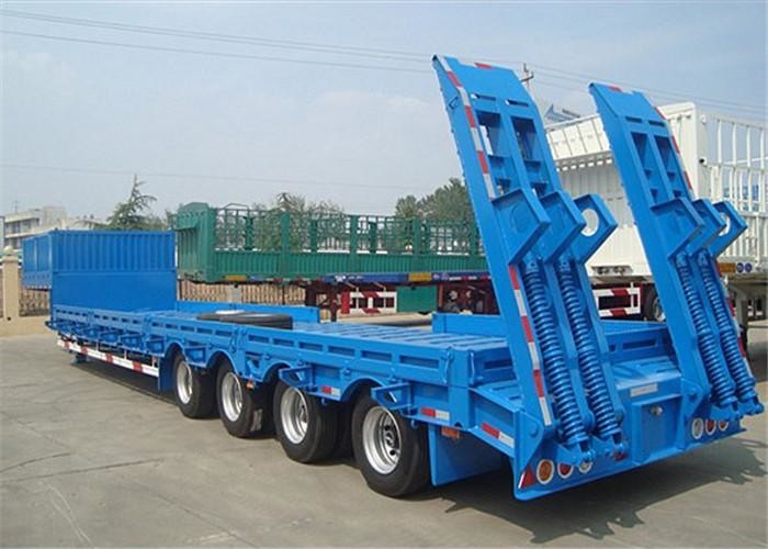 Heavy Duty Gooseneck Flatbed Trailer , 4 Axle Lowboy Semi Trailer 80 - 85 Ton