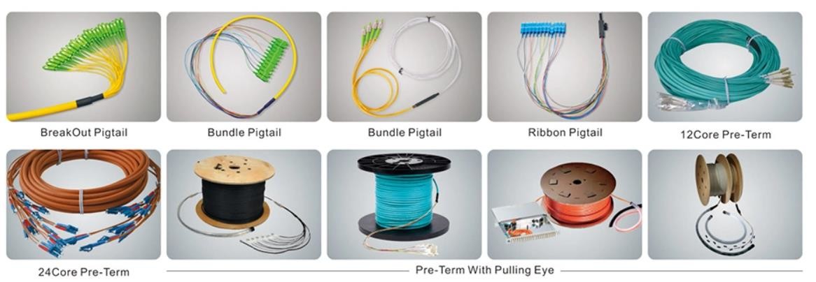 24FO Pre Terminated Multi Fiber Cables OFNP LSZH LC-LC With Pulling Socket