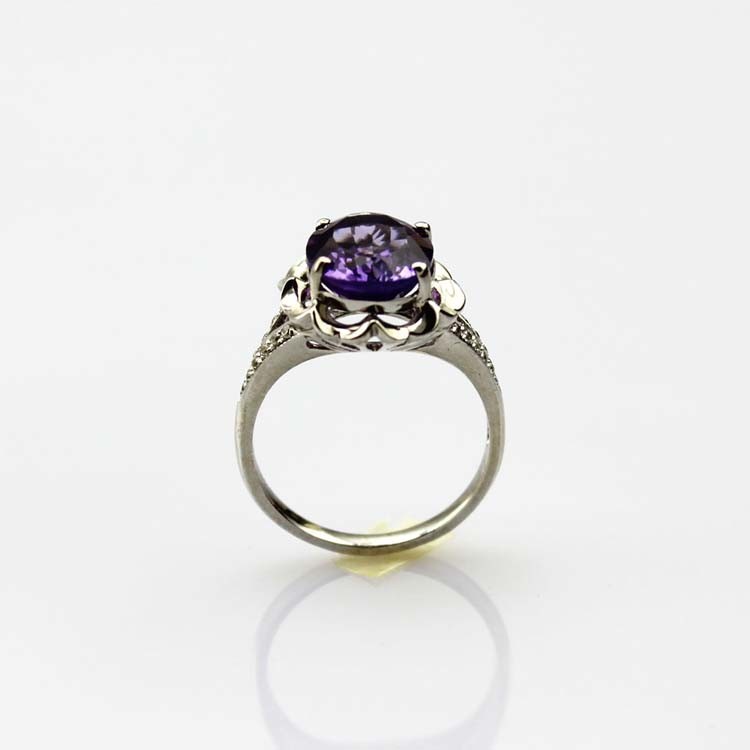 Women Jewelry 9mmx11mm Oval Pink Cubic Zirconia 925 Silver Ring (R186)