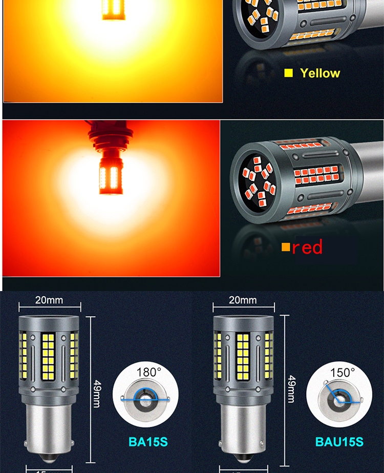 1156 2016 84smd Car Turn Signal Light 6500k 12v Rear Led Headlight