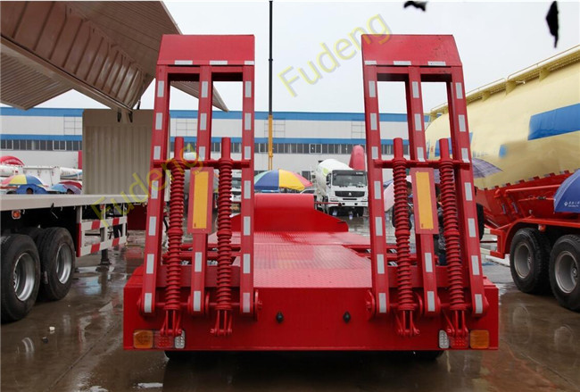Original Widely Lowboy Semi Trailer , Hydraulic Load Boy Trailer With Exposed Tire