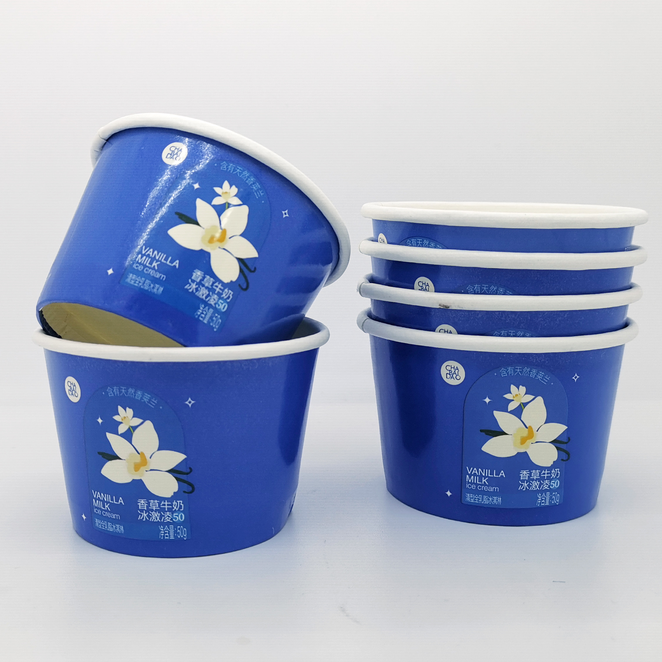 Customized Ice Cream Paper Container , Yogurt 3 Ounce Ice Cream Cups With Lid