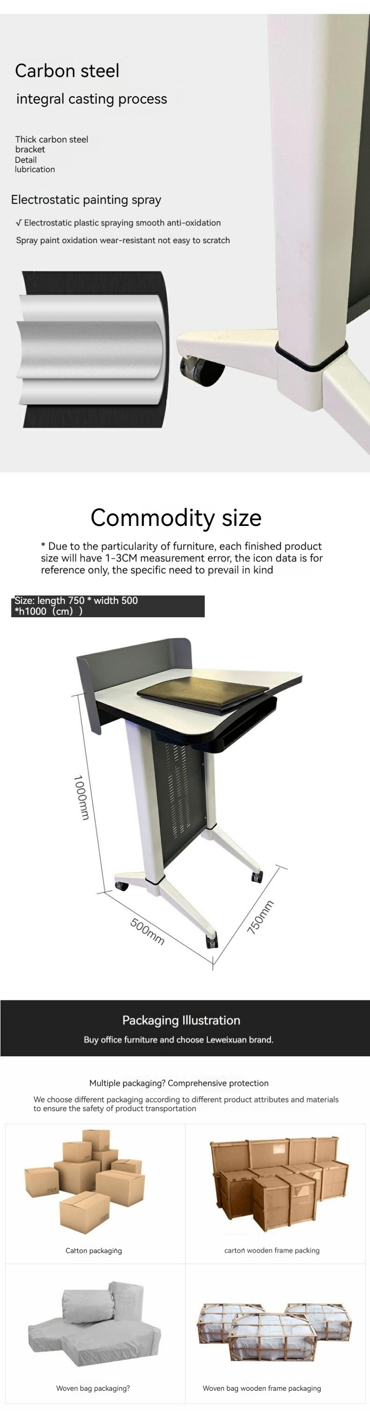 Eco-friendly Modern Design Mobile Classroom Lectern Stand for Church Speech Podium
