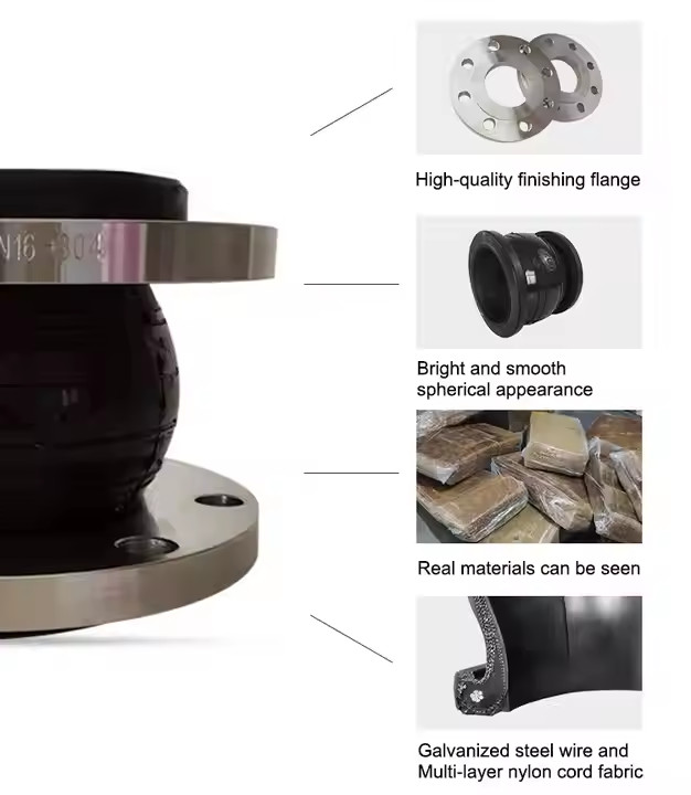 Single Ball Rubber Joints For Pipes With Metal Flange Epdm Rubber Flexible Bellows