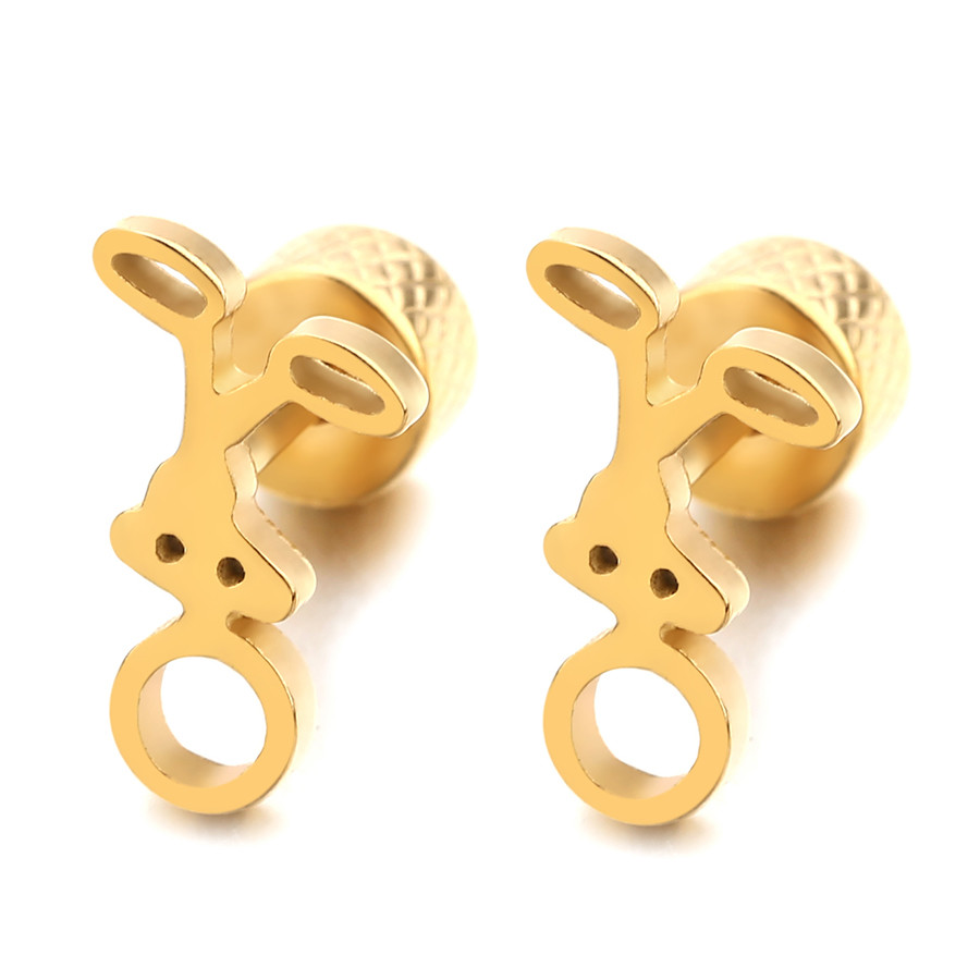 Fashion gold plate stud earrings rabbit shaped earring for women