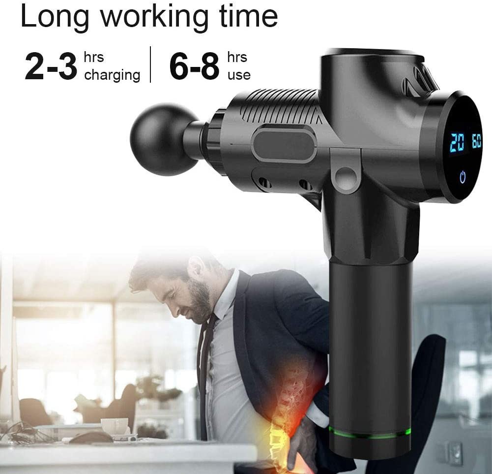 2500mAh 30 Speeds Handheld Percussion Massager Ultra Quiet LCD Touch Screen