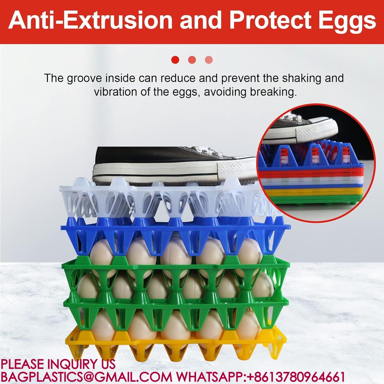 Plastic Egg Tray Egg Crates 30-Egg Flats, Stackable Egg Cartons Hold Multiple Eggs