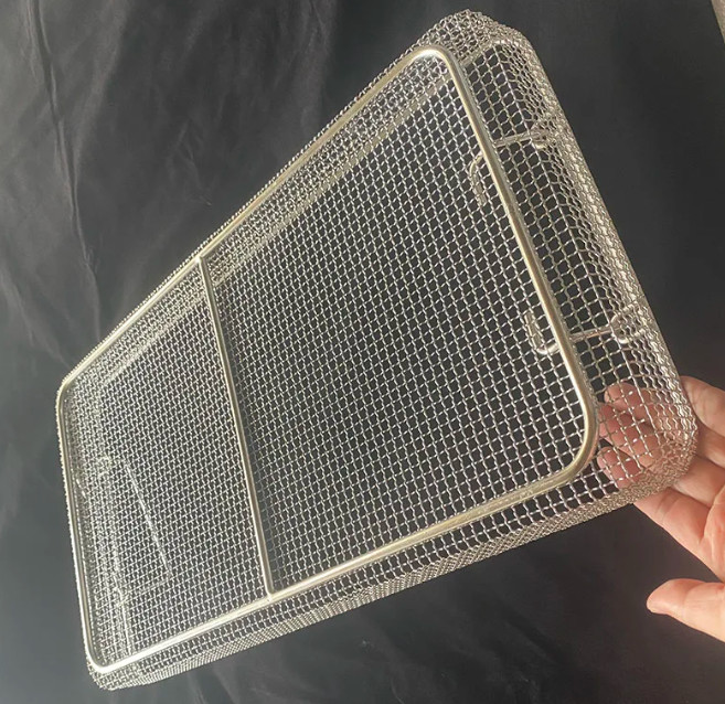 Disinfection Rectangular Wire Mesh Basket Metal For Sterilization