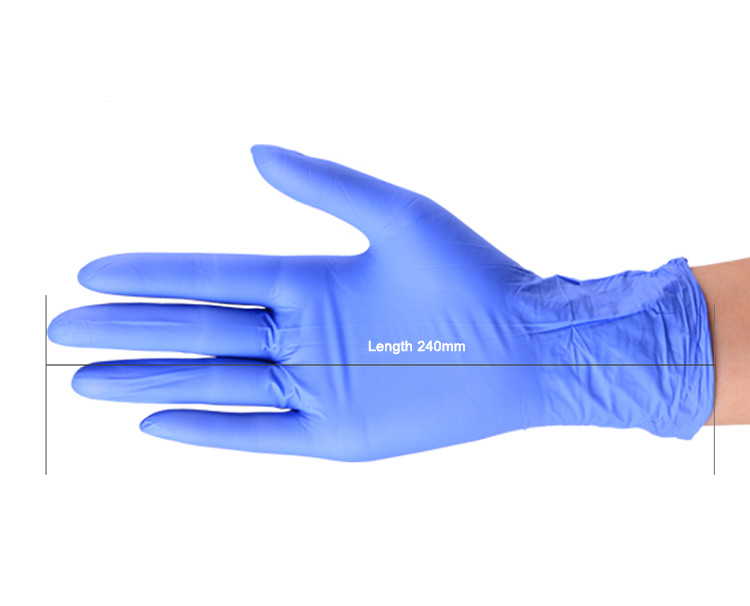 Medical Examination Powder Free Blue Nitrile Disposable Gloves Tactile Sensitivity