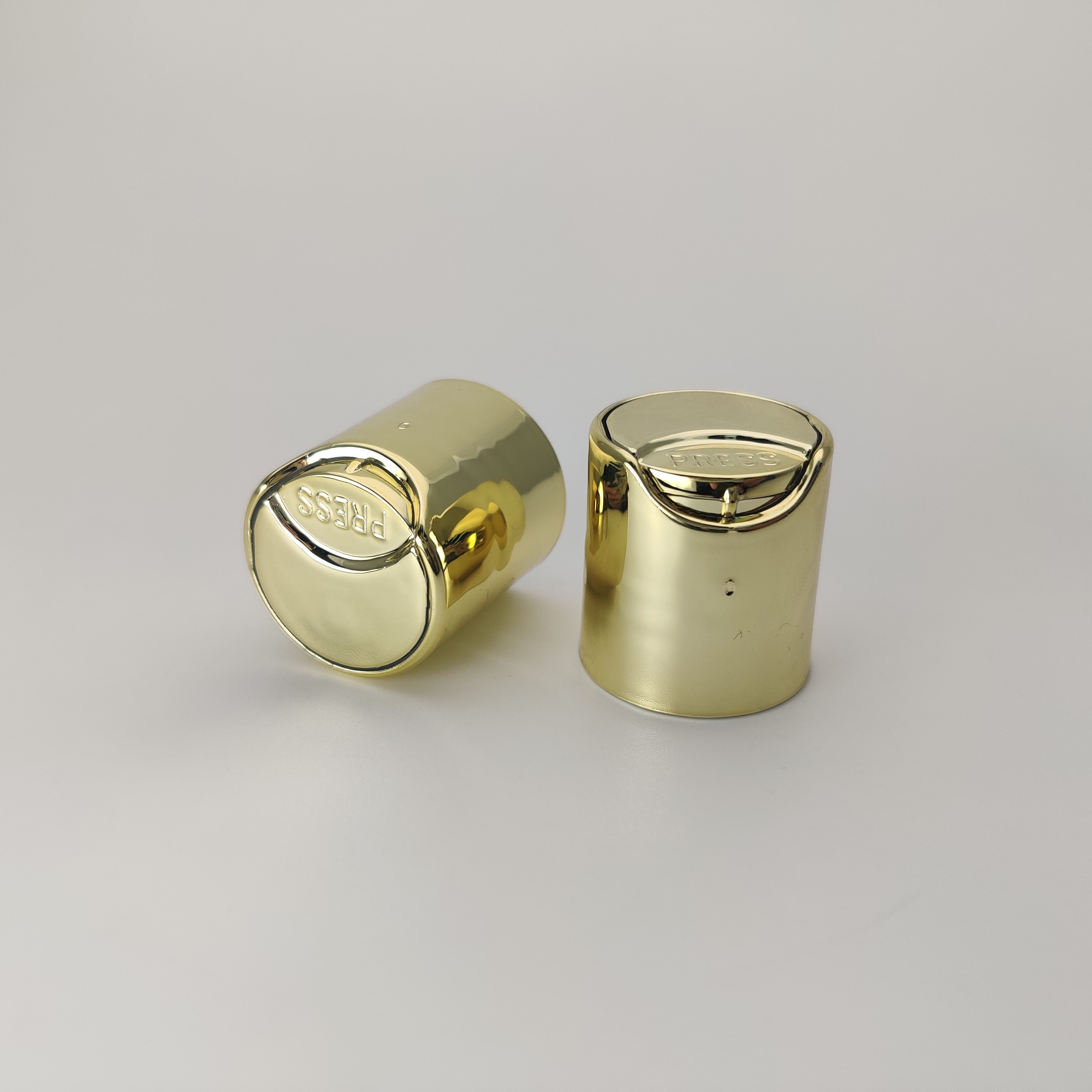 Electroplated Golden PP 20mm Disc Top Cap For Plastic Bottle