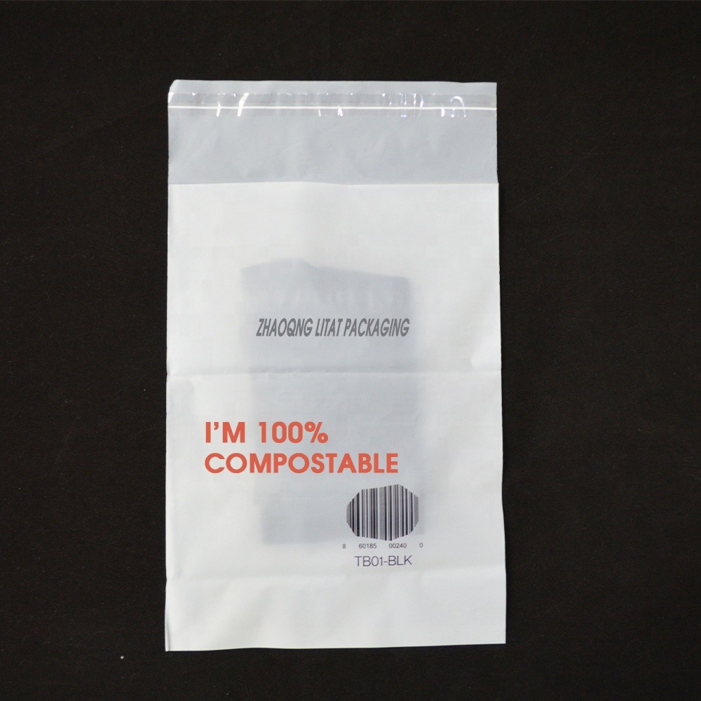 Zippered Cornstarch Compostable Bags , 100% PLA Biodegradable Garment Bag
