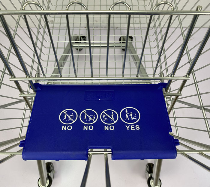 Regular European Shopping Trolley 125L Steel Supermarket Shopping Cart 110Kg Loading Capacity