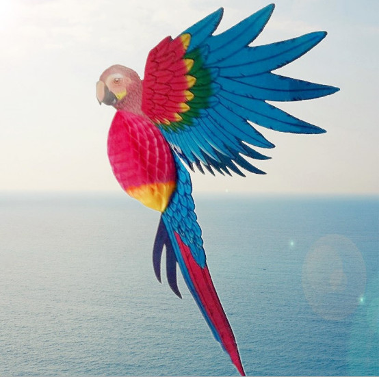 Home Furnishings Party Decoration Large Animal Simulation Paper Carving Bird Parrot Honeycomb Paper Crafts