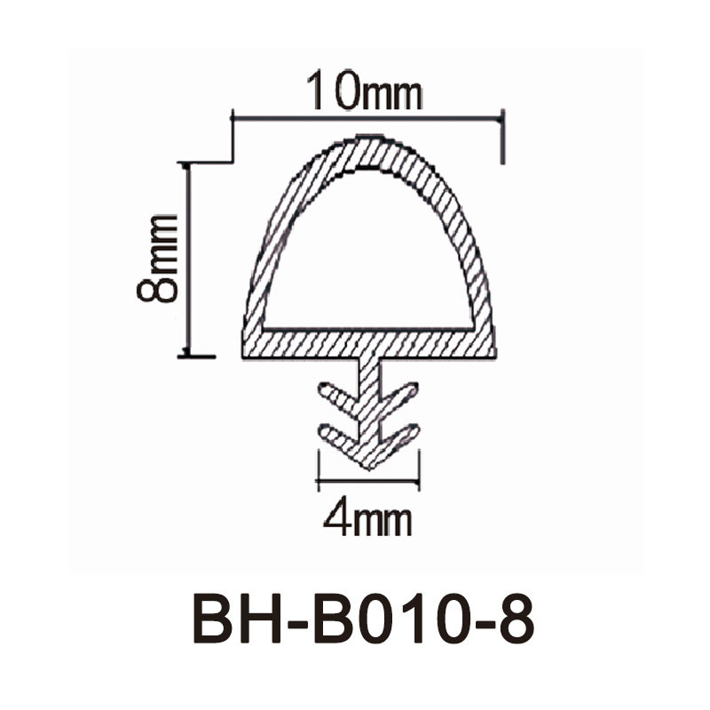Anti Collision Wooden Door Seal Strip Middle Groove Type Heightened D Shape 10*8mm