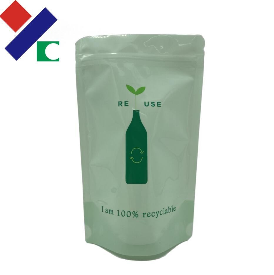 Glossy Recyclable Packaging Bags Stand Up Zipper Pouch For Dry Food 50g 100g 150g