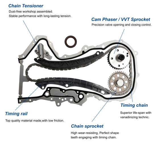 Timing Chain Kit for Toyota Hilux 2.7L Engine 2TR 13554-75020 13563-75020 13550-75010 3506-75050