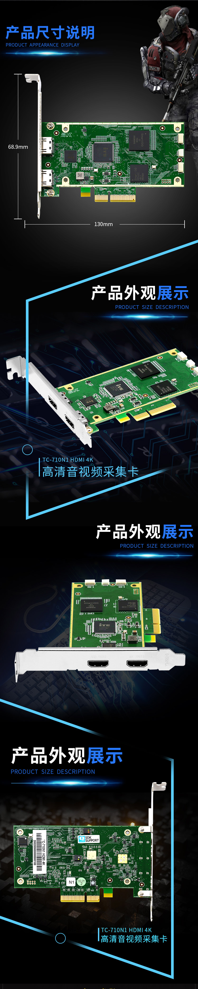 4K60p 10bit HDMI Input Game Capture Card Adapter HDMI 2.0 Output For Windows Linux