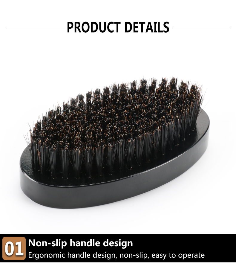 Beard Brush With Mirror Soft or Medium Hard Boar Bristle Wooden Handle for Men
