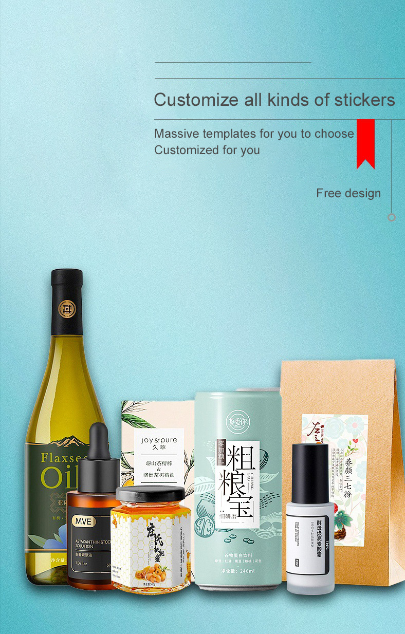 Custom packaging labels Roll Waterproof Round Vinyl sticker label Product Logo label printing Pantone Bag Customized