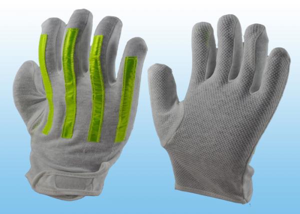 Quality Interlock Finger Reflective Gloves For Directing Traffic , Cotton Hand Gloves Velcro Type for sale