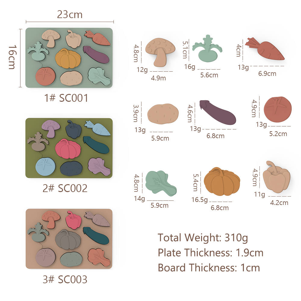 Vegetables Shape Montessori Jigsaws Puzzle Food Grade Silicone Material