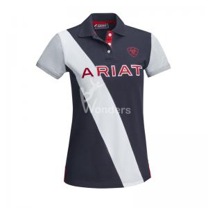 China Women's Polo Shirt Short Sleeve Button Golf Polo 95% Cotton 5% Spandex on sale