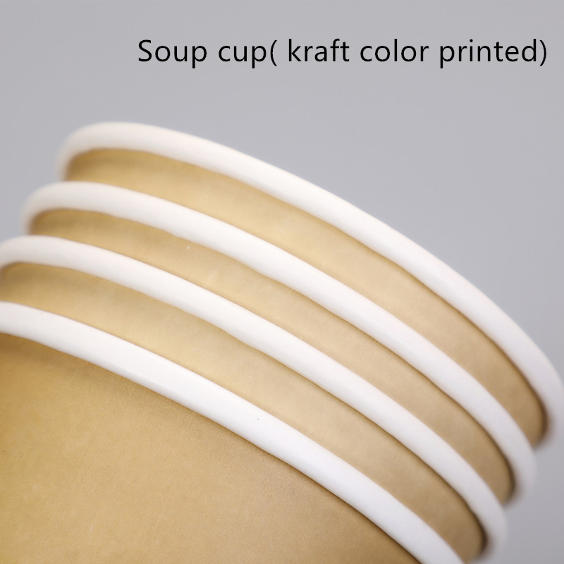 Moisture Resistant Brown Kraft Ice Cream Cups With Transparent Lids