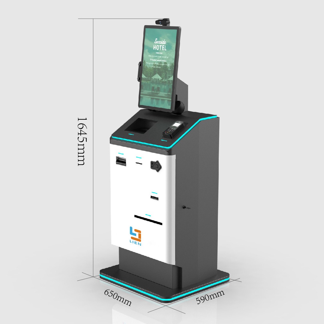 Hotel Self Check In Kiosk With Passport Scanner / Card Encoder Cash Payment
