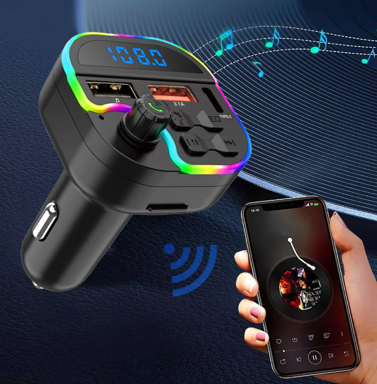 Colorful Light USB Car Charger With BT Fm Transmitter Car Mp3 Player FM Modulator