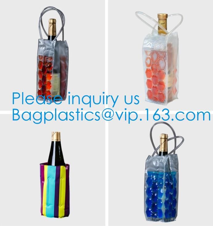 PVC Ice Bag, Wine Beer Gift Bags, Wine Bag, Drink Ice Bags, Portable Wine Bags Gel Ice Pack PVC Wine Cooler Bag With Han