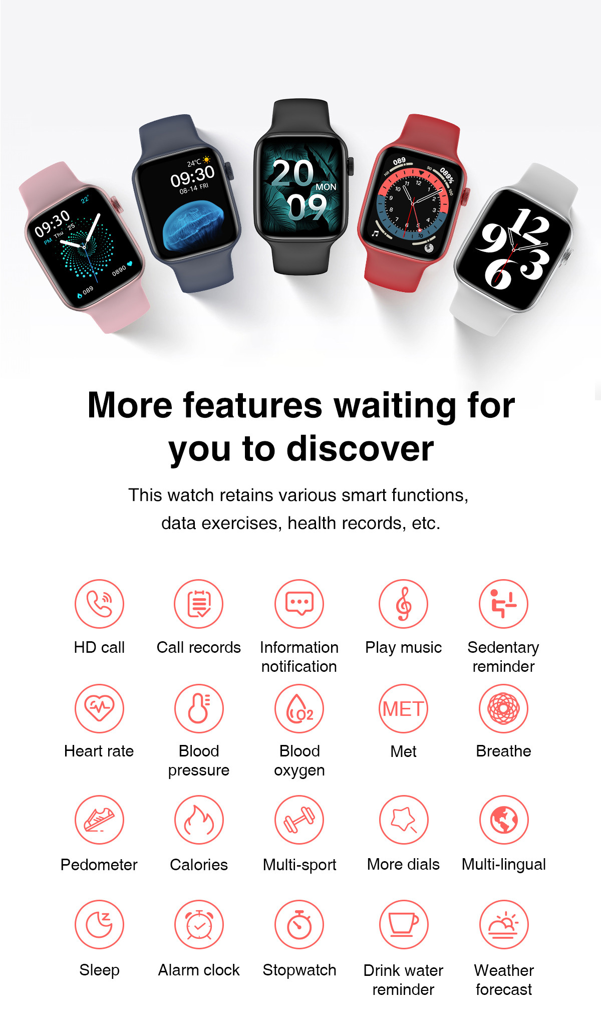 HW22 Ble Call Heart Rate Monitor Watch Smart Watch IWO 12Pro