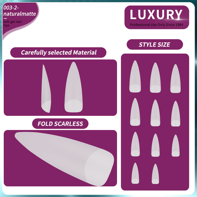500pcs/Box Professional Natural Matte Sharp Shape Fake Nails For DIY Manicure