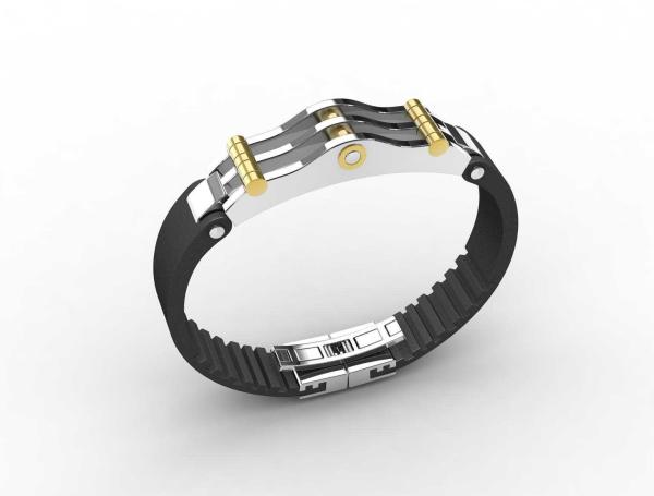Top Quality Europe Fashion Stainless Steel Genuine Leather Silicone Bangle
