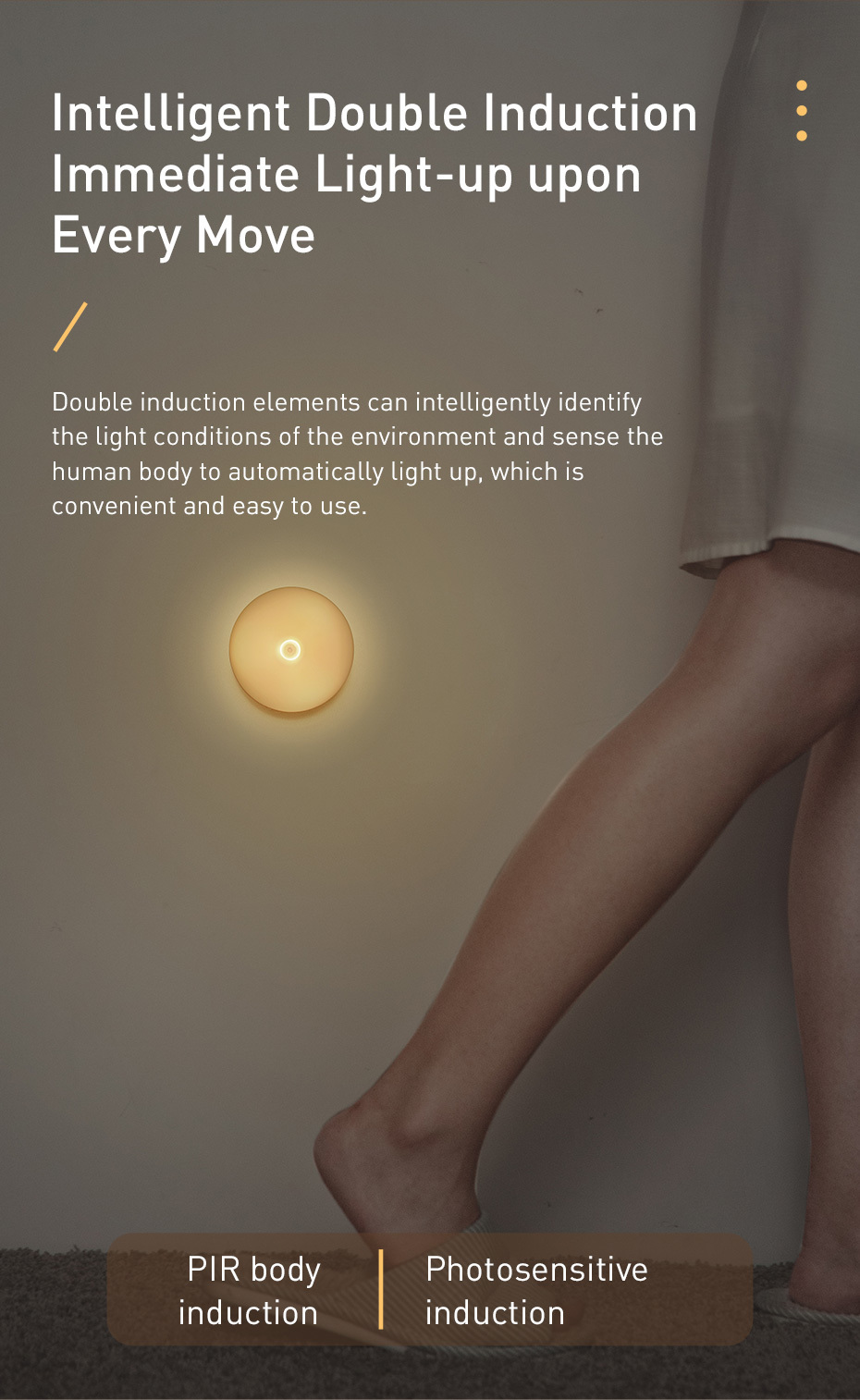 ABS Wireless 0.6W 3LEDs USB Rechargeable Motion Sensor Light