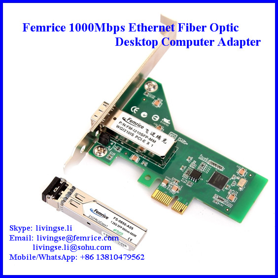 1000M Ethernet Fiber to the Desktop PC Network Adapter, SFP Slot, PCI Express x1 NIC Card