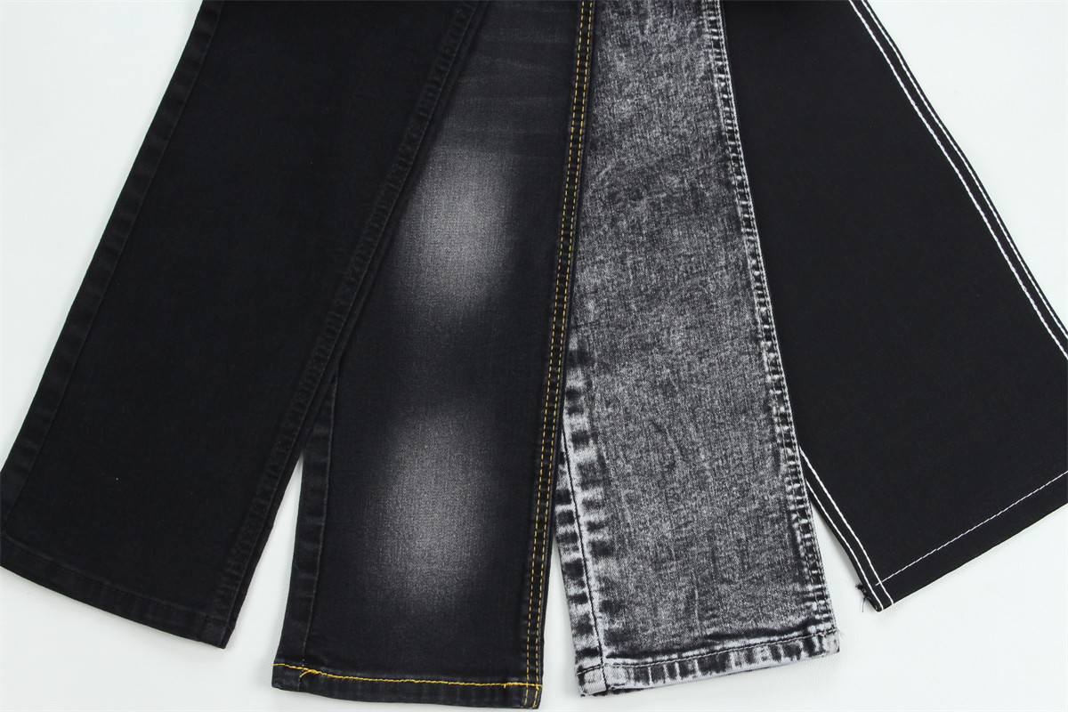 10 Onces Black Black Good Stretch Denim Fabric For Jeans