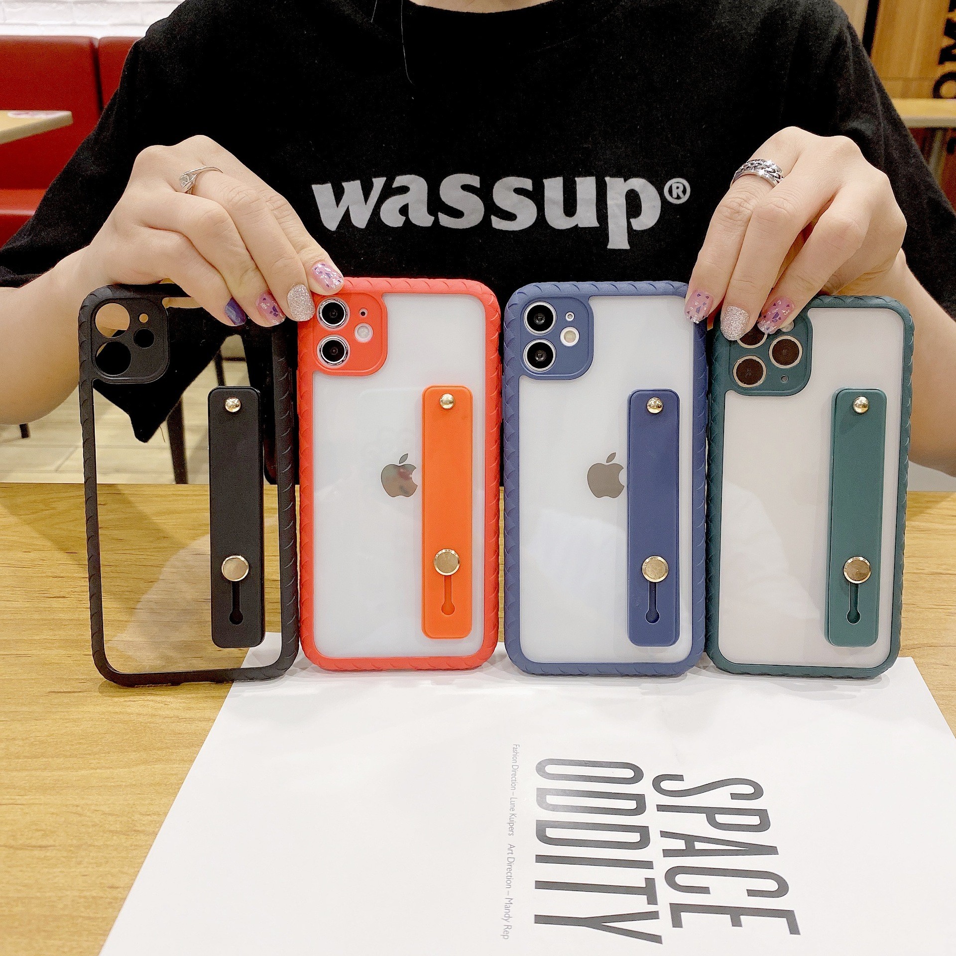 Anti Lost Finger Grip Phone Case High Clear Back Bumper For Iphone 11